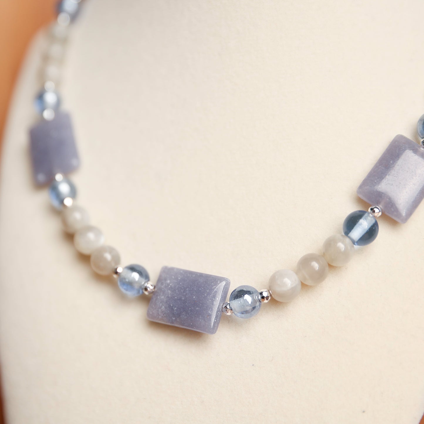Lavender Gemstone & Gray Moonstone Necklace