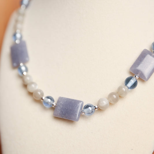 Lavender Gemstone & Gray Moonstone Necklace