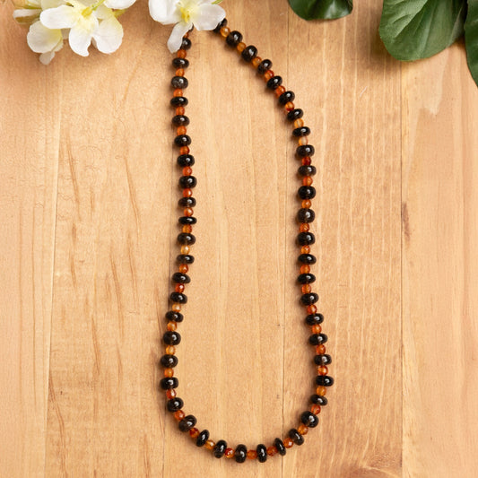Smokey Quartz & Carnelian Necklace - 17.5 inches + 2-inch extender
