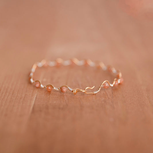 Arusha Sunstone Two-Tone Wire Wrapped Bracelet